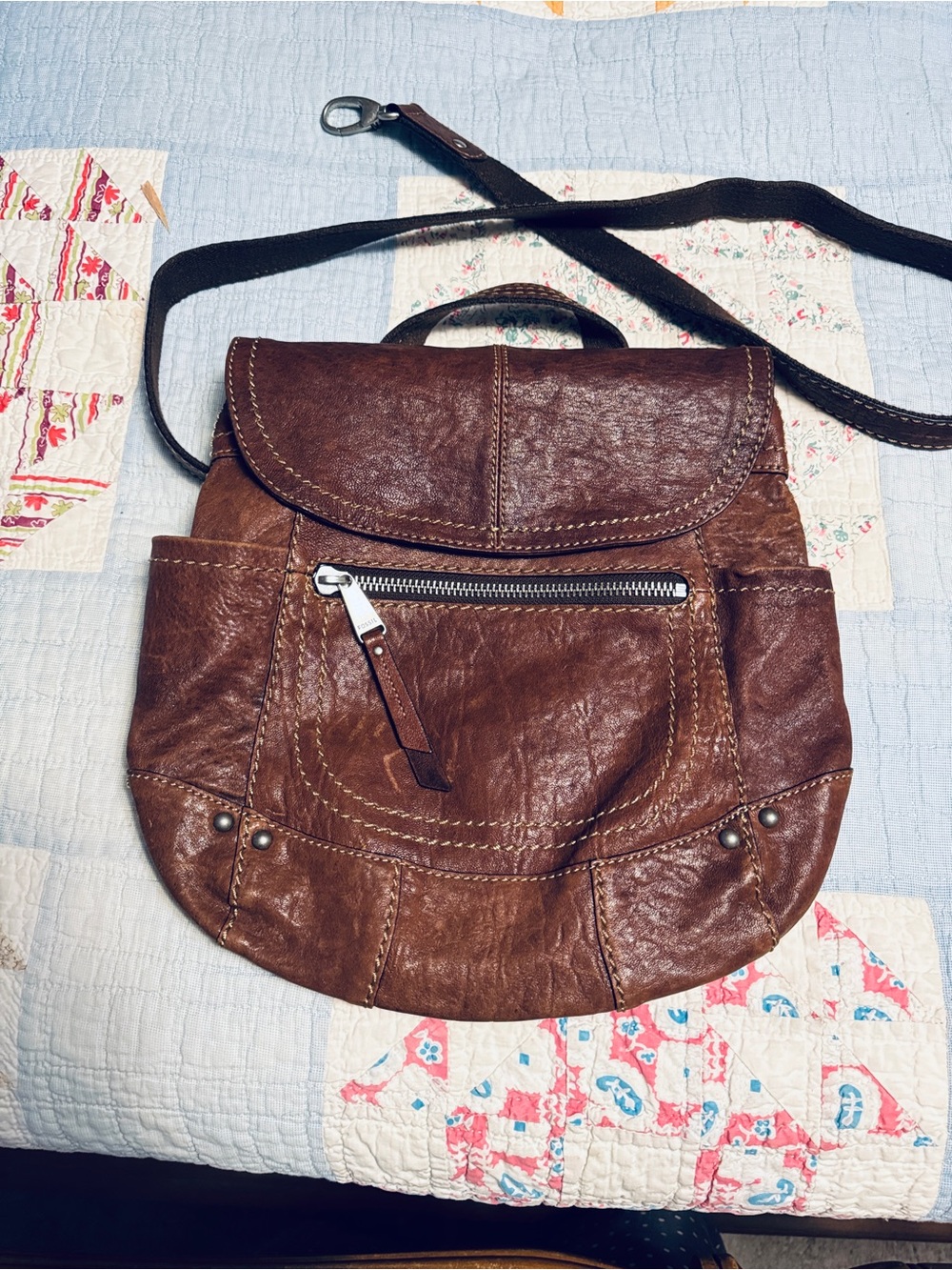 Fossil Brown Leather Satchel Crossbody